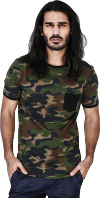 

Mr Button Printed Men' Round Neck Green T-Shirt