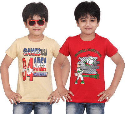 

FabTag - Dongli Boys Printed T Shirt(Red, Pack of 2, Multicolor