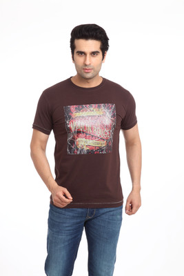 

Parx Printed Men's Round Neck Brown T-Shirt