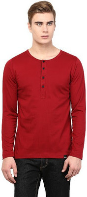 Rigo Solid Men Round Neck Maroon T-Shirt