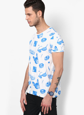 

Jack & Jones Graphic Print Men's Round Neck White T-Shirt, Vaporous gray