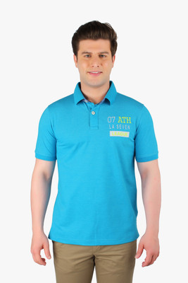 

La Seven Solid Men's Polo Neck Dark Blue T-Shirt, Tblue