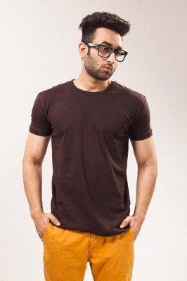 

Unisopent Designs Solid Men' Round Neck Brown T-Shirt