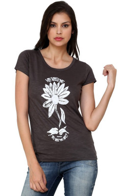 

Espresso Printed Women's Round Neck Brown T-Shirt