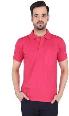 

Awack Solid Men's Polo Neck Pink T-Shirt, Darkpink