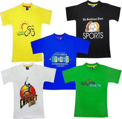 

Sweet Angel Printed Boys Round Neck Multicolor T-Shirt(Pack of 5)
