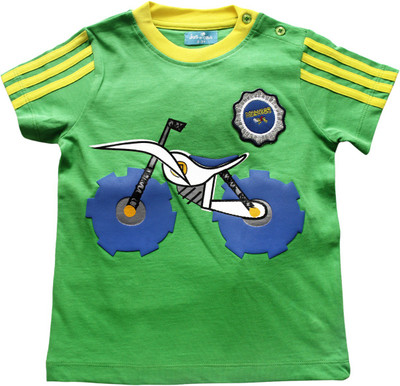 JusCubs Boys Embroidered T Shirt(Green, Pack of 1