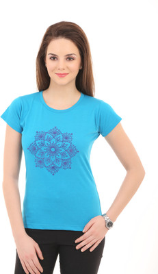 

Ultra Fit Printed Women's Round Neck Blue T-Shirt