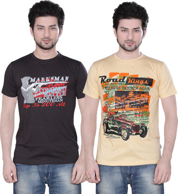

Zebu Printed Men's Round Neck Multicolor T-Shirt(Pack of 2