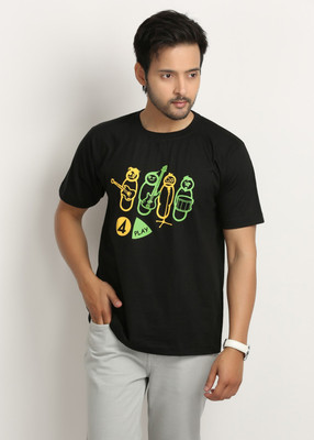 

Weardo Printed Men's Round Neck Black T-Shirt