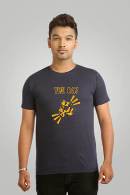 

Campus Sutra Printed Men Round Neck Blue T-Shirt