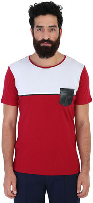 

Mr Button Solid Men's Round Neck Red T-Shirt