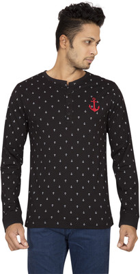 

Red Line Printed Men's Henley Black T-Shirt