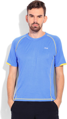 

Fila Solid Men's Round Neck Blue T-Shirt, Turkish sea