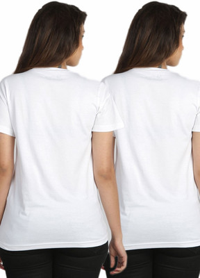 

Campus Sutra Solid Women's Round Neck White T-Shirt(Pack of 2