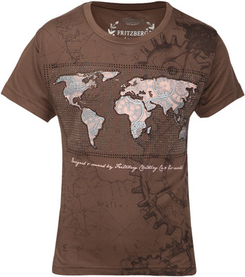 

Fritzberg Boys Printed T Shirt(Brown