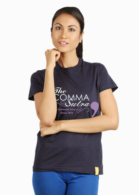 

Campus Sutra Printed Women' Round Neck Blue T-Shirt