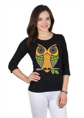 

SayItLoud Graphic Print Women's Round Neck Black T-Shirt