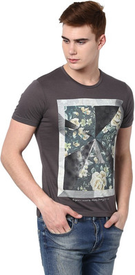 

Fritzberg Printed Men's Round Neck Grey T-Shirt