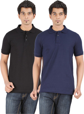 

Ap'pulse Solid Men' Polo Neck Black, Dark Blue T-Shirt(Pack of 2, Black;navy