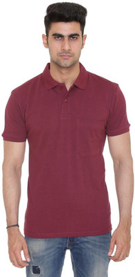 Colors & Blends Solid Men Polo Neck Reversible Purple T-Shirt