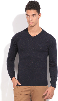 

Pepe Jeans Self Design Men's V-neck Blue T-Shirt, Navy