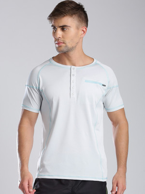 

HRX by Hrithik Roshan Solid Men's Henley Grey T-Shirt