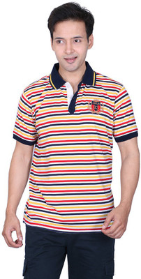 

Proline Striped Men's Flap Collar Neck Multicolor T-Shirt, Blue