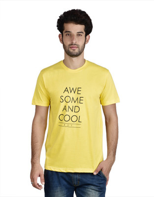 

Menlo Graphic Print Men's Round Neck Yellow T-Shirt