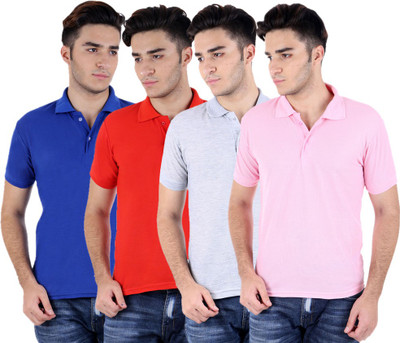 

Sanvi Traders Solid Men Polo Neck Multicolor T-Shirt(Pack of 4