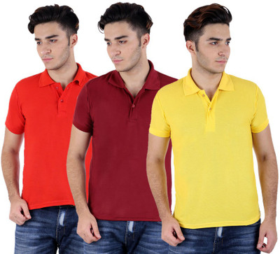 

Sanvi Traders Solid Men Polo Neck Multicolor T-Shirt(Pack of 3