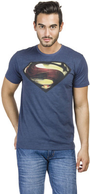 

Man Of Steel Printed Men's Round Neck Blue T-Shirt, Twilight blue melan