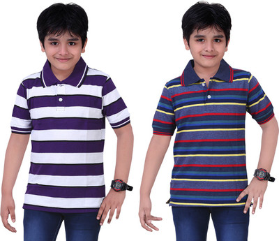 

Dongli Boys Striped T Shirt(Purple, Pack of 2), Multicolor