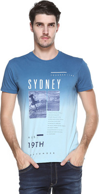 

Octave Printed Men's Round Neck Blue T-Shirt, Sky