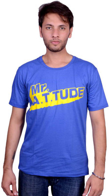 

Swadesi Stuff Printed Men's Round Neck Blue, Yellow T-Shirt