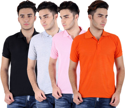 

Sanvi Traders Solid Men Polo Neck Multicolor T-Shirt(Pack of 4