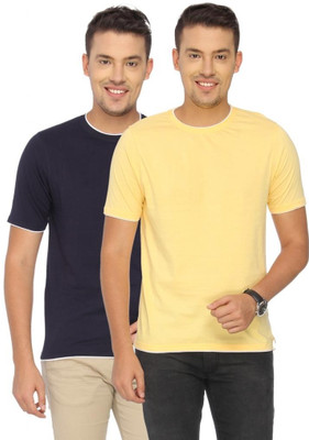 

Campus Sutra Solid Men Round Neck Dark Blue, Yellow T-Shirt(Pack of 2)