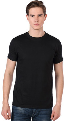 Shootr Solid Men's Round Neck Black T-Shirt
