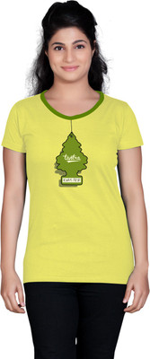

Tantra Printed Women's Round Neck Yellow T-Shirt, Lime yellow