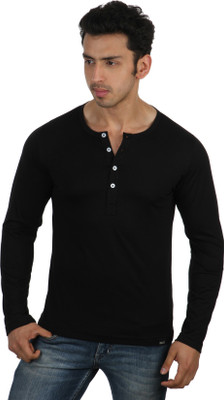 

Rigo Solid Men's Henley Black T-Shirt