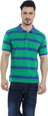 

The Cotton Company Striped Men' Polo Neck Green T-Shirt, Blue;green