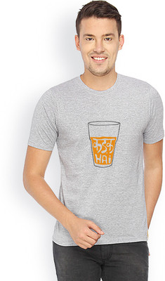 

Campus Sutra Printed Men Round Neck Grey T-Shirt