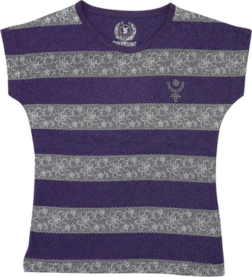 

SuperYoung Girls Striped T Shirt(Purple
