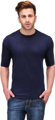 

Koolpals Solid Men Round Neck Blue T-Shirt, Navy blue