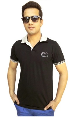 

Brandonn Solid Men' Polo Neck Black T-Shirt