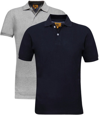 

Campus Sutra Solid Men Henley Multicolor T-Shirt(Pack of 2, Blue;grey
