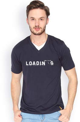 

Campus Sutra Solid Men V-neck Dark Blue T-Shirt