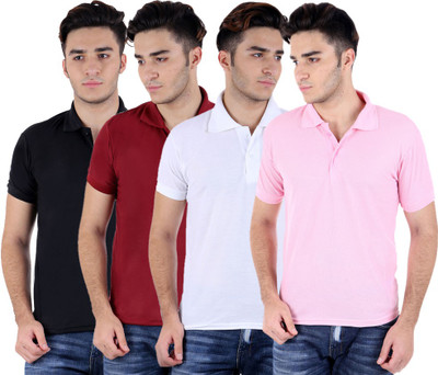 

Sanvi Traders Solid Men Polo Neck Multicolor T-Shirt(Pack of 4