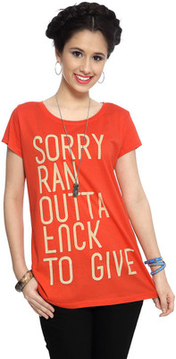 

People Printed Women's Round Neck Orange T-Shirt