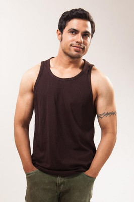 Unisopent Designs Solid Men's Round Neck Brown T-Shirt